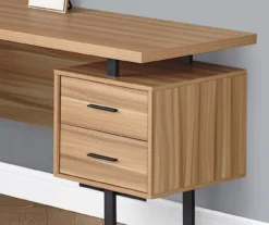 Brown Reclaimed 3-Drawer L-Shaped Corner Desk -Happy Home Area 810527371 3