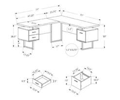 Taupe & Black 3-Drawer L-Shaped Corner Desk -Happy Home Area 810527372 5
