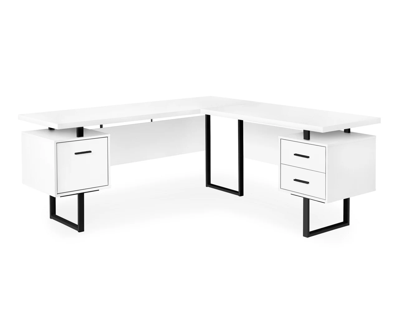 White & Black 3-Drawer L-Shaped Corner Desk 1 White & Black 3-Drawer L-Shaped Corner Desk