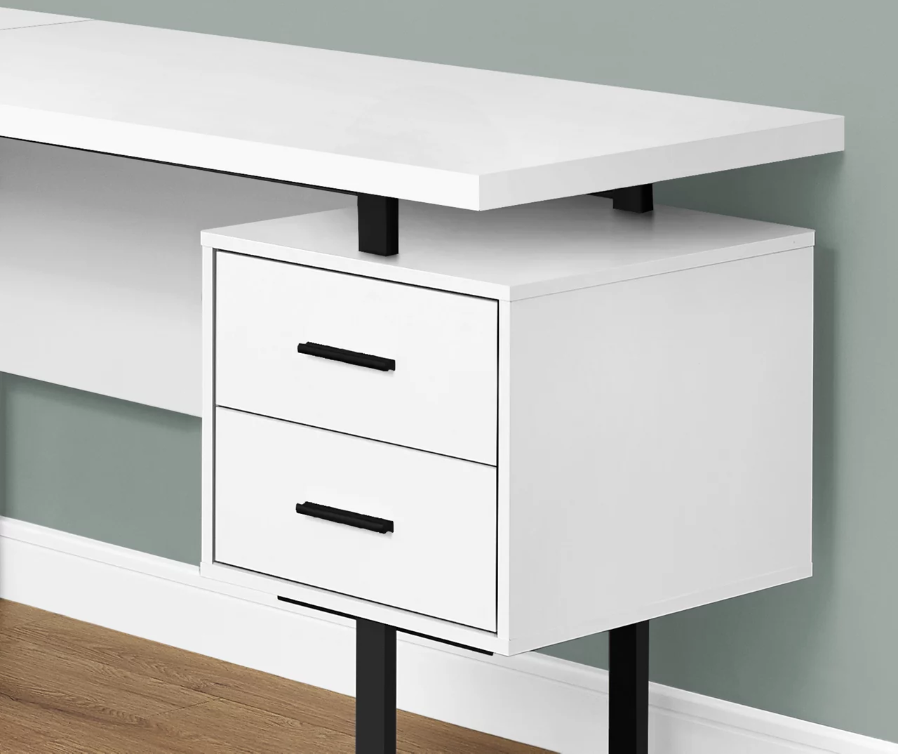 White & Black 3-Drawer L-Shaped Corner Desk 3 White & Black 3-Drawer L-Shaped Corner Desk - Image 3