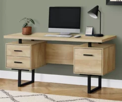 Natural Reclaimed Wood Look Reversible Computer Desk -Happy Home Area 810533367 1 1