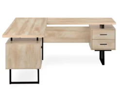 Natural Wood Look 3-Drawer L-Shaped Corner Comptuer Desk -Happy Home Area 810535780 5