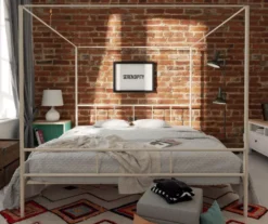 Marion White Metal King Canopy Bed -Happy Home Area 810538376 2