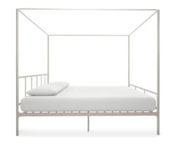 Marion White Metal King Canopy Bed -Happy Home Area 810538376 5