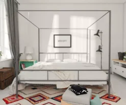 Marion Dark Gray Metal King Canopy Bed -Happy Home Area 810538378 2
