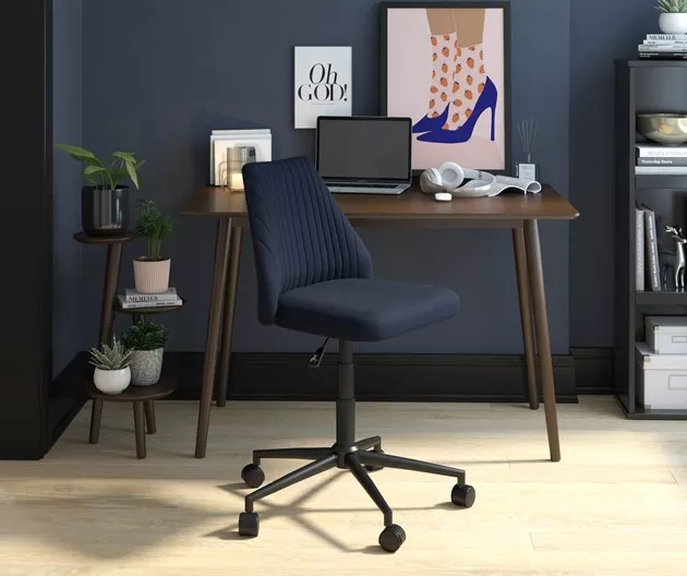 Brittany Blue Linen Office Chair 3 Brittany Blue Linen Office Chair - Image 3