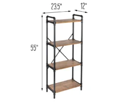 Black Industrial 4-Tier Bookshelf -Happy Home Area 810539935 5