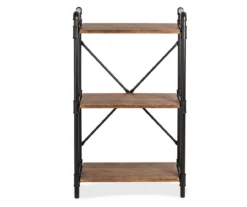 Black Industrial 3-Tier Bookshelf -Happy Home Area 810539936 4