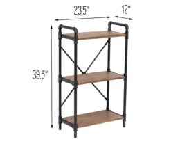 Black Industrial 3-Tier Bookshelf -Happy Home Area 810539936 5
