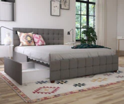 CosmoLiving Elizabeth Gray Linen Storage Bed -Happy Home Area 810541044 1