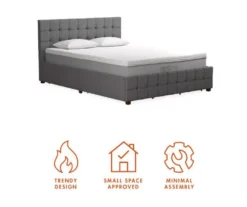 CosmoLiving Elizabeth Gray Linen Storage Bed -Happy Home Area 810541044 6