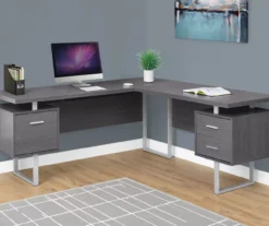 Monarch Metal 3-Drawer L-Shaped Computer Desk -Happy Home Area 810542428 1