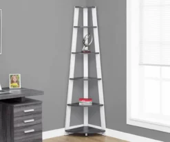 Monarch 5-Shelf Etagere Corner Bookcase 34 Monarch 5-Shelf Etagere Corner Bookcase -Happy Home Area 810542443 1