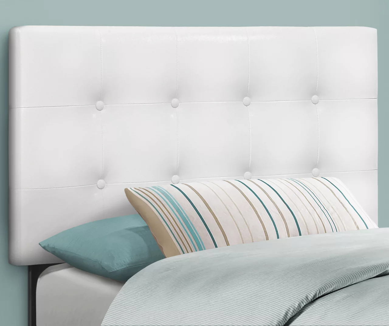 Monarch Faux Leather Button Tufted Headboard 1 Monarch Faux Leather Button Tufted Headboard