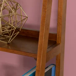 Presley Walnut 5-Shelf Ladder Bookcase -Happy Home Area 810543154 5