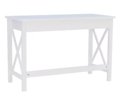 Richland White 1-Drawer Wood X Leg Desk -Happy Home Area 810543159 5