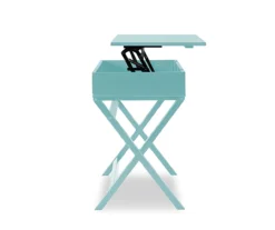 Kari Turquoise Lift-Top Campaign Desk -Happy Home Area 810543172 5