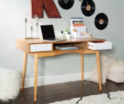 Nate Ash & White 2-Drawer Writing Desk -Happy Home Area 810543187 A0 8