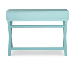 Kari Turquoise 2-Drawer Wooden X-Frame Desk -Happy Home Area 810543189 4