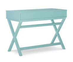 Kari Turquoise 2-Drawer Wooden X-Frame Desk -Happy Home Area 810543189 5