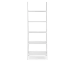 Boston White Wood 5-Shelf Ladder Bookcase -Happy Home Area 810543215 3
