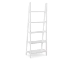 Boston White Wood 5-Shelf Ladder Bookcase -Happy Home Area 810543215 4