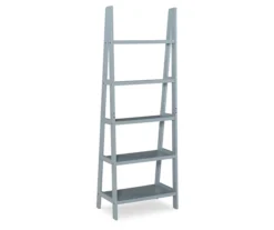 Boston Gray 5-Shelf Wooden Ladder Bookcase -Happy Home Area 810543216 4