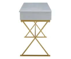 Glam Gray & Gold 2-Drawer Campaign Desk -Happy Home Area 810543219 A1 3
