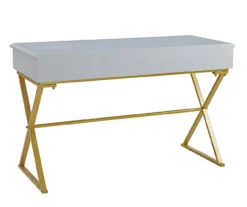 Glam Gray & Gold 2-Drawer Campaign Desk -Happy Home Area 810543219 A1 4