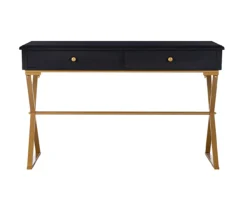 Glam Black & Gold 2-Drawer Campaign Desk -Happy Home Area 810543220 3