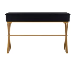 Glam Black & Gold 2-Drawer Campaign Desk -Happy Home Area 810543220 4