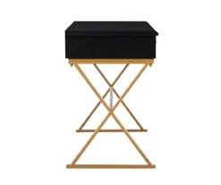 Glam Black & Gold 2-Drawer Campaign Desk -Happy Home Area 810543220 5