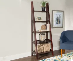 Boston Espresso 5-Shelf Wooden Ladder Bookcase -Happy Home Area 810543223 2