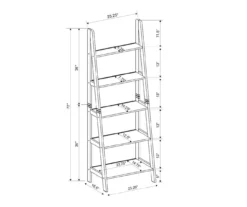 Boston Espresso 5-Shelf Wooden Ladder Bookcase -Happy Home Area 810543223 A8