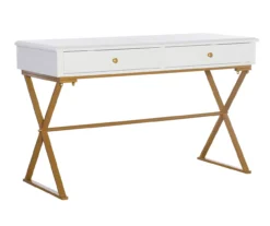 Glam White & Gold 2-Drawer Campaign Desk 17 Glam White & Gold 2-Drawer Campaign Desk -Happy Home Area 810543228 A0 1