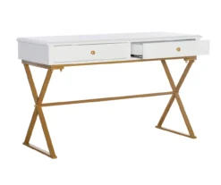 Glam White & Gold 2-Drawer Campaign Desk 18 Glam White & Gold 2-Drawer Campaign Desk -Happy Home Area 810543228 A0 6