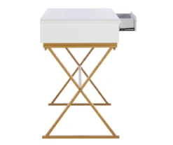 Glam White & Gold 2-Drawer Campaign Desk 21 Glam White & Gold 2-Drawer Campaign Desk -Happy Home Area 810543228 A0 7