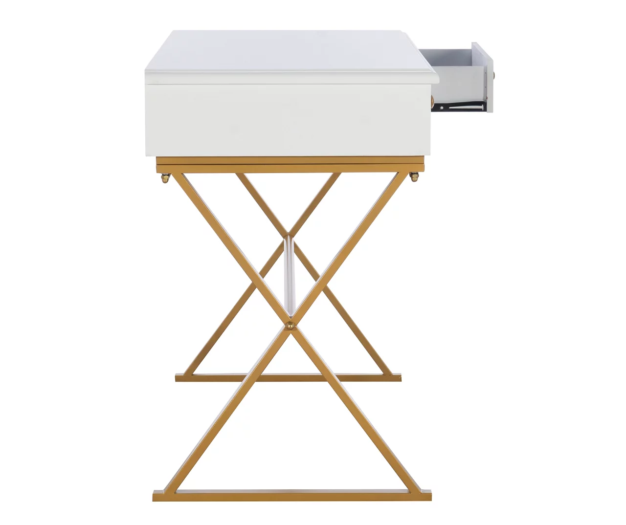 Glam White & Gold 2-Drawer Campaign Desk 10 Glam White & Gold 2-Drawer Campaign Desk - Image 10