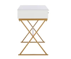 Glam White & Gold 2-Drawer Campaign Desk 20 Glam White & Gold 2-Drawer Campaign Desk -Happy Home Area 810543228 A1 3