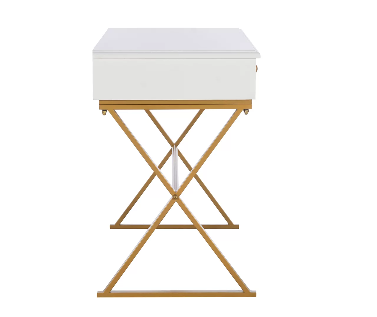 Glam White & Gold 2-Drawer Campaign Desk 9 Glam White & Gold 2-Drawer Campaign Desk - Image 9