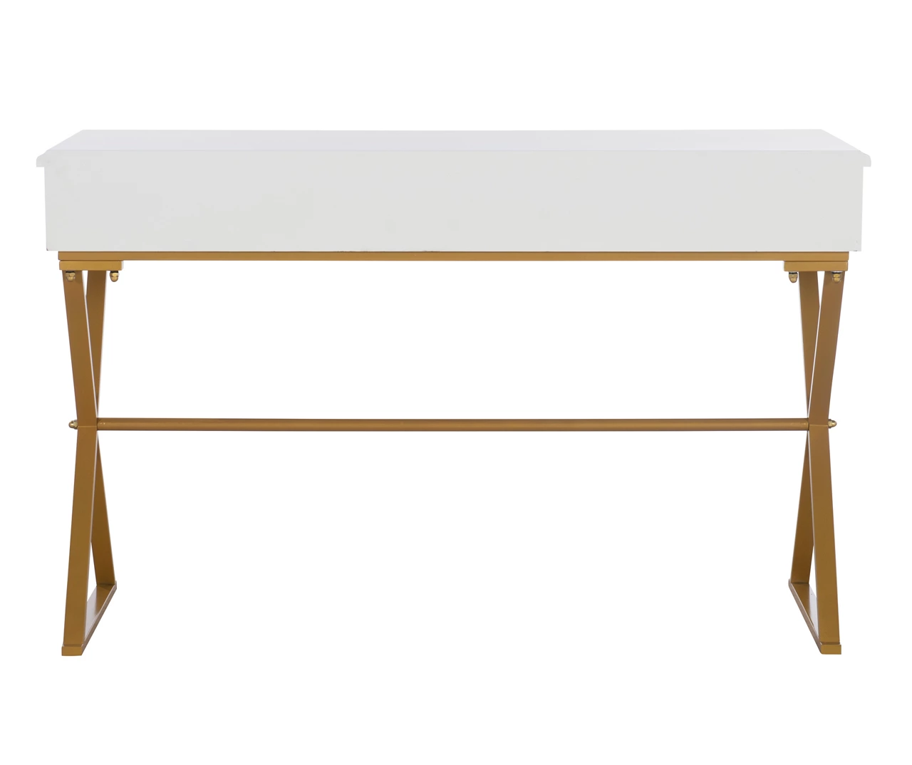 Glam White & Gold 2-Drawer Campaign Desk 11 Glam White & Gold 2-Drawer Campaign Desk - Image 11