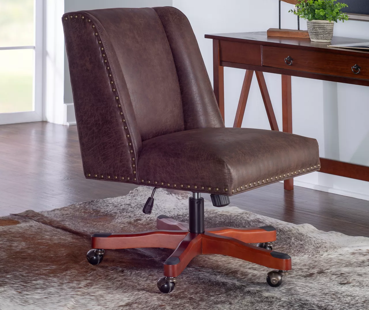 Austin Dark Walnut Upholstered Office Chair 2 Austin Dark Walnut Upholstered Office Chair - Image 2