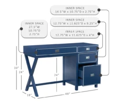 Kari Royal Blue 4-Drawer Office Desk 21 Kari Royal Blue 4-Drawer Office Desk -Happy Home Area 810543245 D8 12