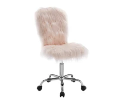 Comfort Home Blush Pink Faux Fur Swivel Chair