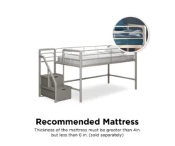 DHP Kaden Gray Junior Twin Loft Bed With Storage Steps -Happy Home Area 810543776 1
