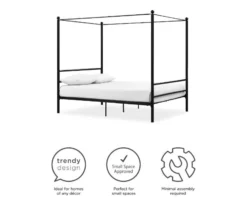 DHP Kate Black Metal Full Canopy Bed -Happy Home Area 810543780 1