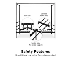DHP Kate Black Metal Full Canopy Bed -Happy Home Area 810543780 2