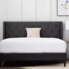 Isabelle Charcoal Upholstered Twin Wingback Bed
