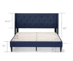 Isabelle Navy Upholstered Twin Wingback Bed 9 Isabelle Navy Upholstered Twin Wingback Bed -Happy Home Area 810547602 810547606 810547614 810547610 3