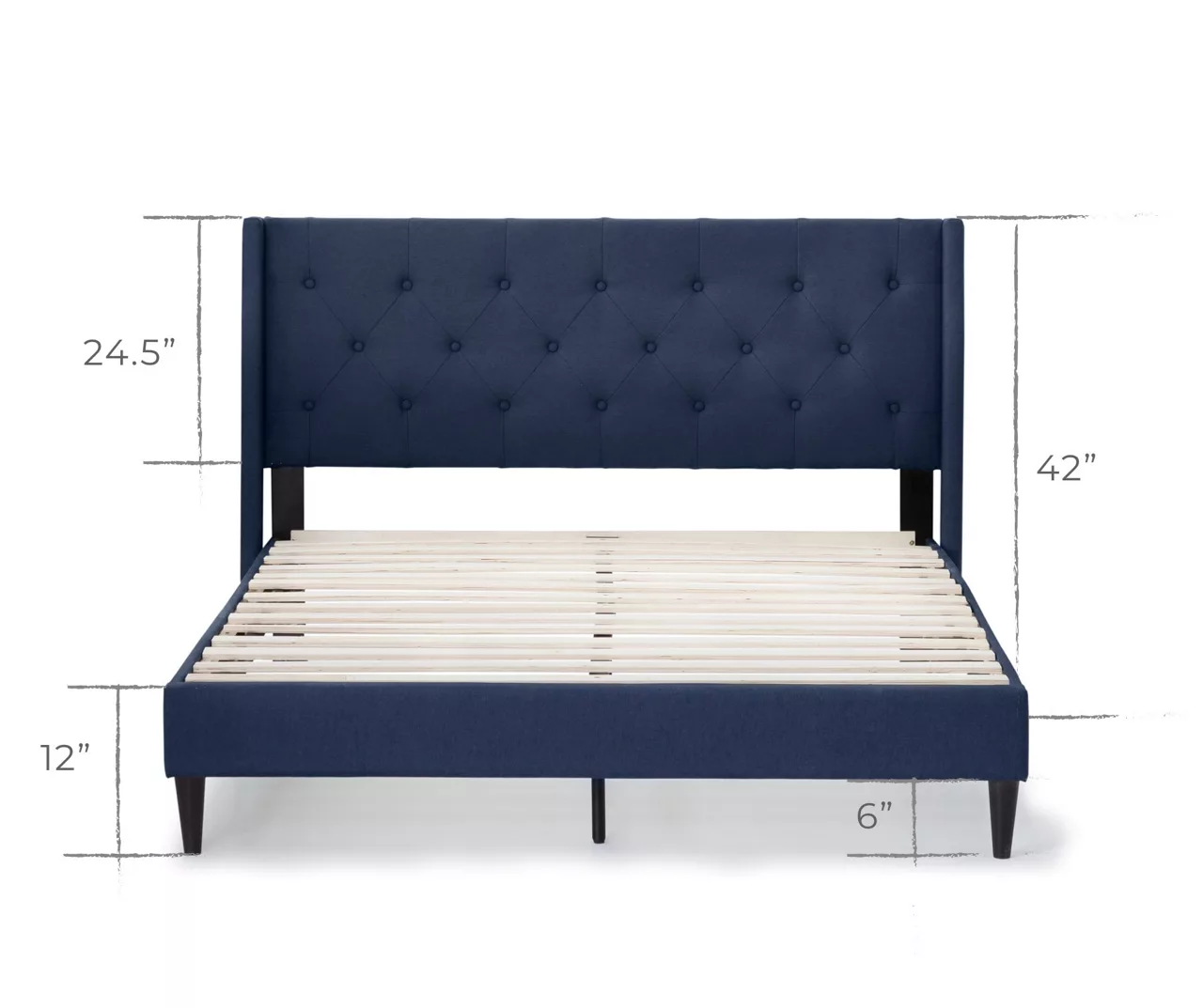 Isabelle Navy Upholstered Twin Wingback Bed 3 Isabelle Navy Upholstered Twin Wingback Bed - Image 3